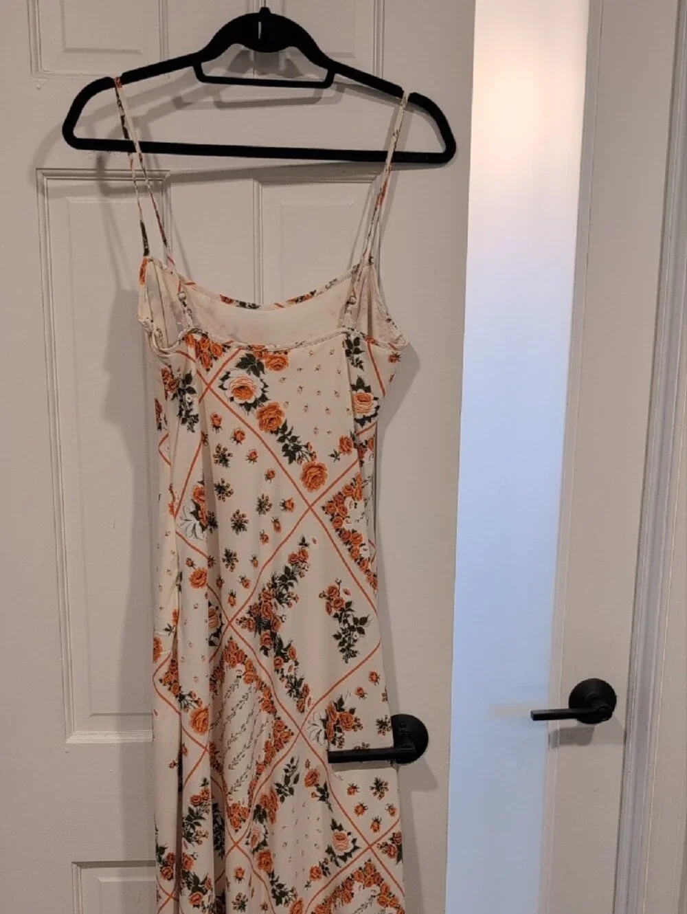 Abercrombie & Fitch Cream Maxi Slip Dress with Orange Floral Bandana Print